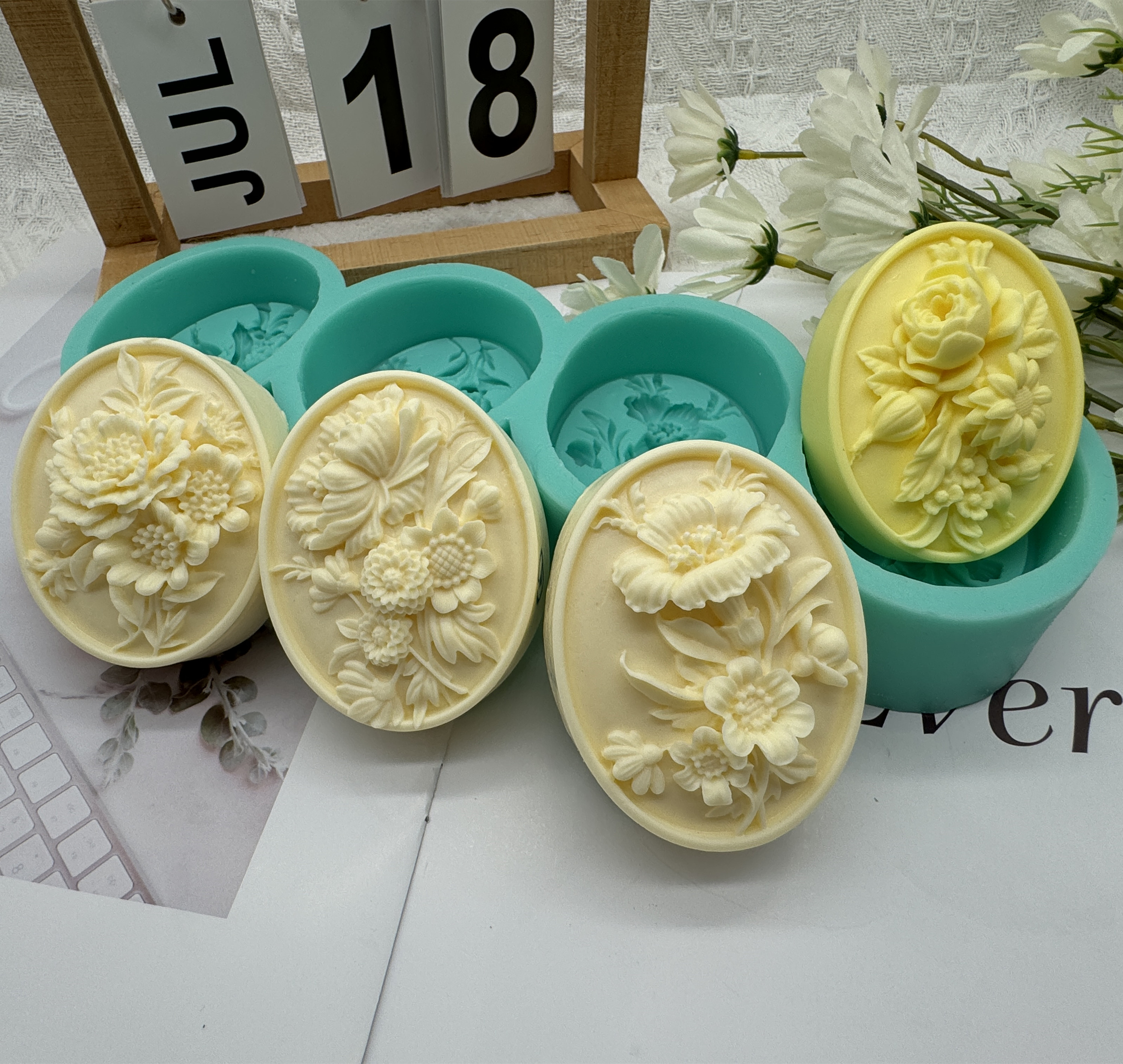 4Cavity Oval Flower 3D Soap Mo – Soap Making Scents Bewertung und Preis