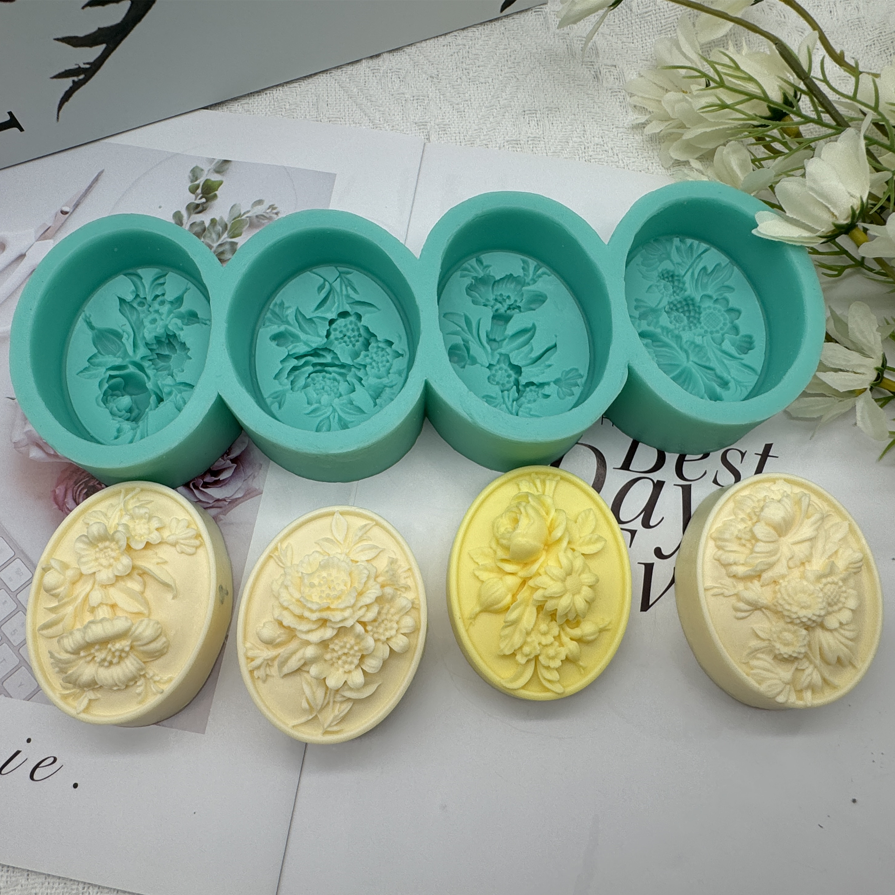 4Cavity Oval Flower 3D Soap Mo – Soap Making Scents Bewertung und Preis