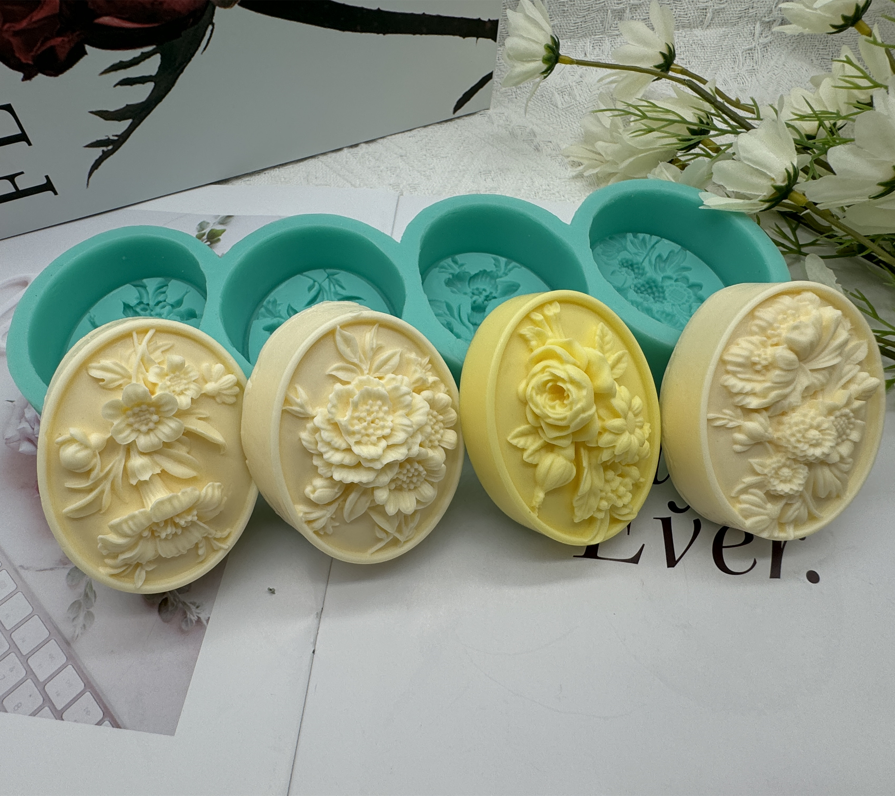 4Cavity Oval Flower 3D Soap Mo – Soap Making Scents Bewertung und Preis